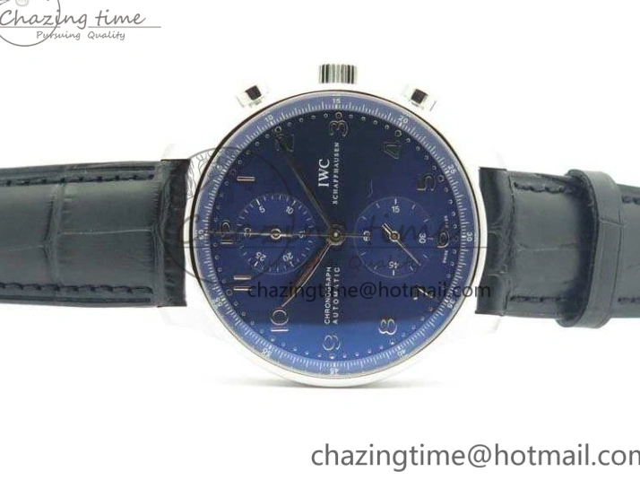 MIROTIME 0524 MoistureWicking Portuguese IW371491 ZF 1:1 Best Edition SS Blue Dial On Leather Strap A79350 (Slim Movement) V 7221